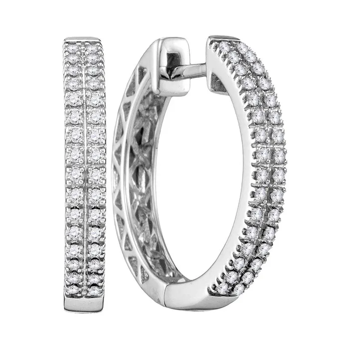 Earrings mayamila 10kt White Gold Womens Round Diamond Hoop Earrings 13 Cttw Earrings mayamila 10kt White Gold Womens Round Diamond Hoop Earrings 13 Cttw