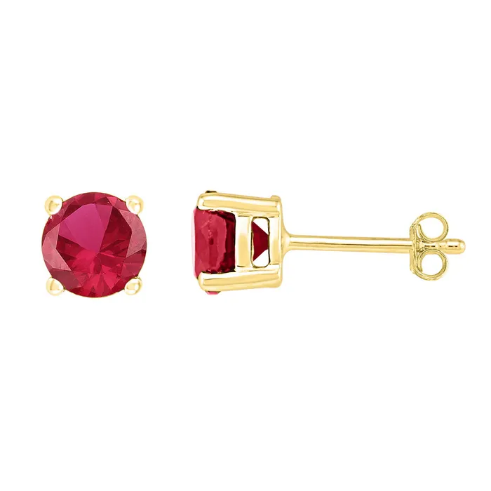 Earrings mayamila 10kt Yellow Gold Womens Round LabCreated Ruby Stud Earrings 200 Cttw