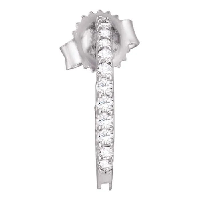 Earrings mayamila 14kt White Gold Womens Round Paveset Diamond Single Row Screwback Hoop Earrings 14 Cttw Earrings mayamila 14kt White Gold Womens Round Paveset Diamond Single Row Screwback Hoop Earrings 14 Cttw