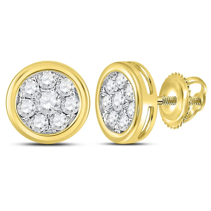 Earrings mayamila 14kt Yellow Gold Womens Round Diamond Circle Cluster Stud Earrings 12 Cttw Earrings mayamila 14kt Yellow Gold Womens Round Diamond Circle Cluster Stud Earrings 12 Cttw