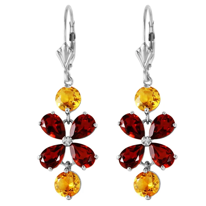 Earrings MayaMila 532 CTW 14K Solid White Gold Chandelier Earrings Garnet Citrine Earrings MayaMila 532 CTW 14K Solid White Gold Chandelier Earrings Garnet Citrine