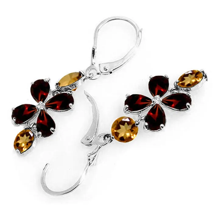 Earrings MayaMila 532 CTW 14K Solid White Gold Chandelier Earrings Garnet Citrine Earrings MayaMila 532 CTW 14K Solid White Gold Chandelier Earrings Garnet Citrine