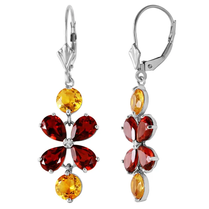 Earrings MayaMila 532 CTW 14K Solid White Gold Chandelier Earrings Garnet Citrine Earrings MayaMila 532 CTW 14K Solid White Gold Chandelier Earrings Garnet Citrine