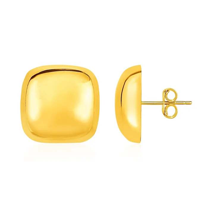 Earrings MayaMila Rounded Square Post Earrings in 14k Yellow Gold