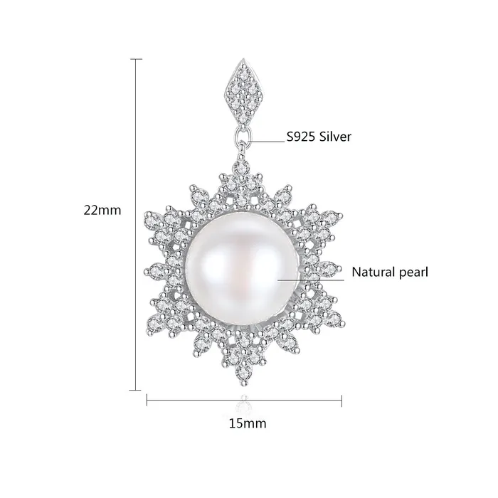 Earrings Mystic Flavia Dangling Snowflake Pearl Zircon Silver Earrings