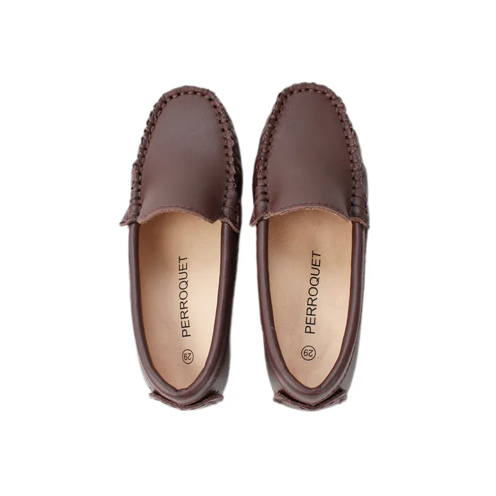 Earrings Perroquet Shoes Perroquet Leather Moccasin Loafers Dark Brown