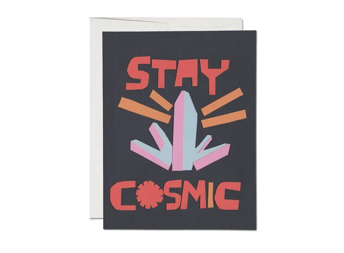 Earrings Red Cap Cards Stay Cosmic Friendship Greeting Card
