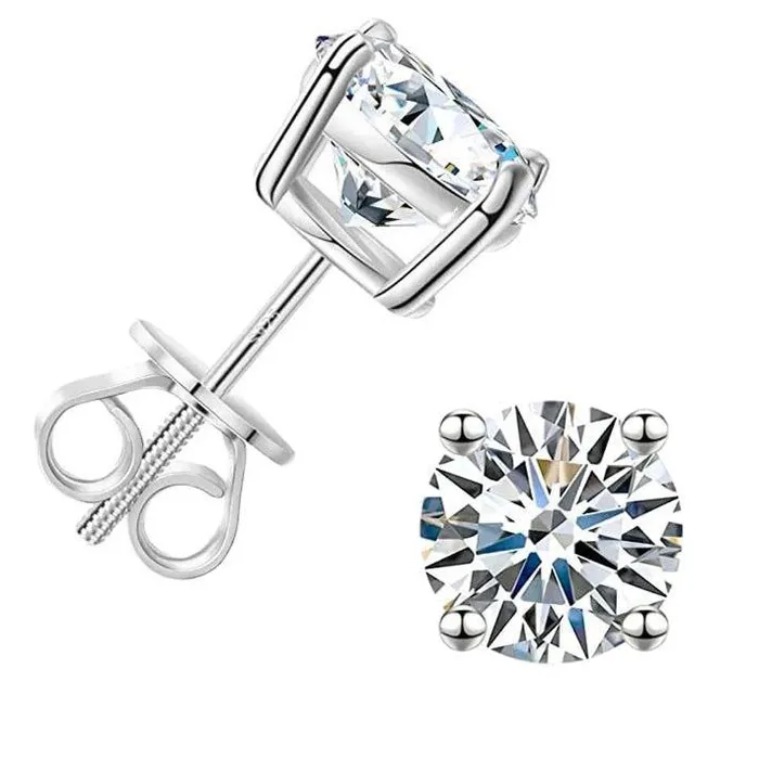 Earrings shineofdiamond Gorgeous Round Cut Moissanite Stud Earrings In Sterling Silver Earrings shineofdiamond Gorgeous Round Cut Moissanite Stud Earrings In Sterling Silver