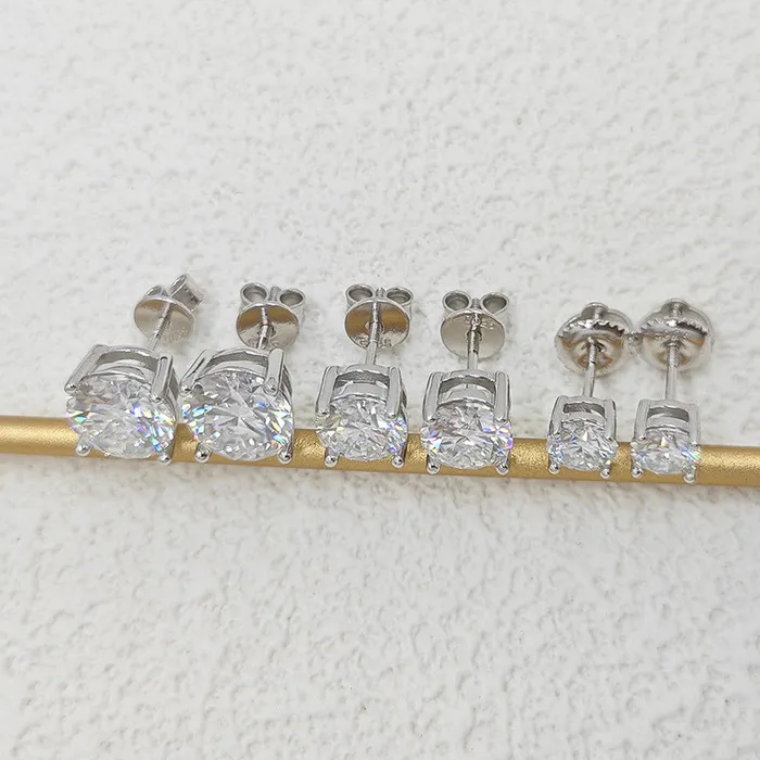 Earrings shineofdiamond Gorgeous Round Cut Moissanite Stud Earrings In Sterling Silver