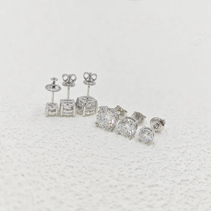 Earrings shineofdiamond Gorgeous Round Cut Moissanite Stud Earrings In Sterling Silver