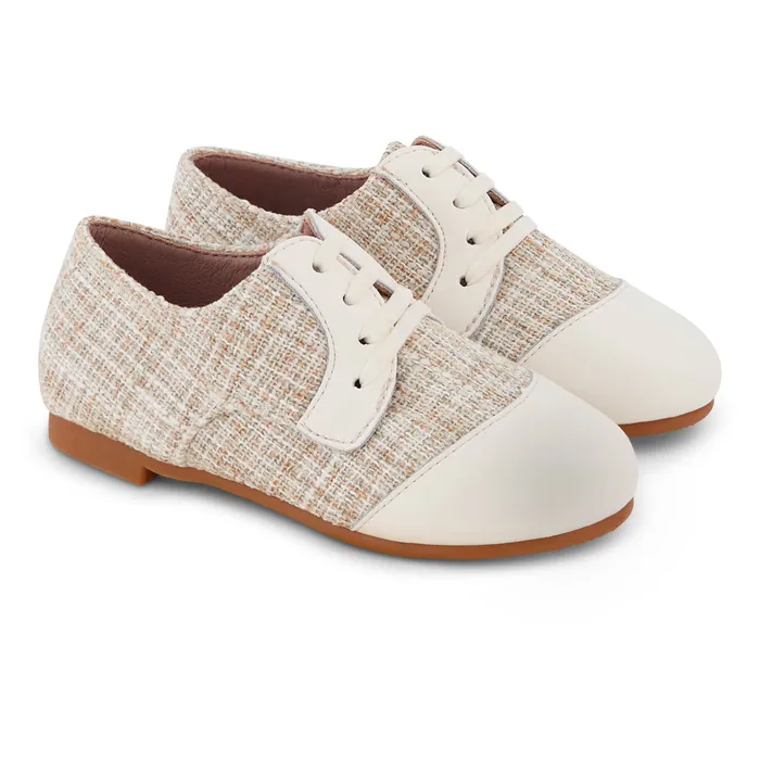 Earrings Zeebra Kids Zeebra Kids Hard Sole Leather Tip Lace Ups Ivory