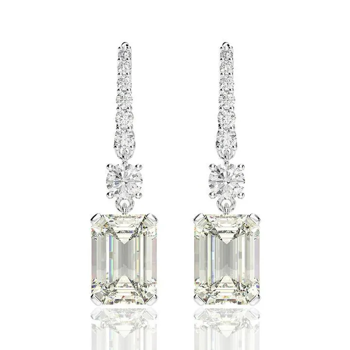 Emerald Cut Drop Earrings Shineofidamond Earrings