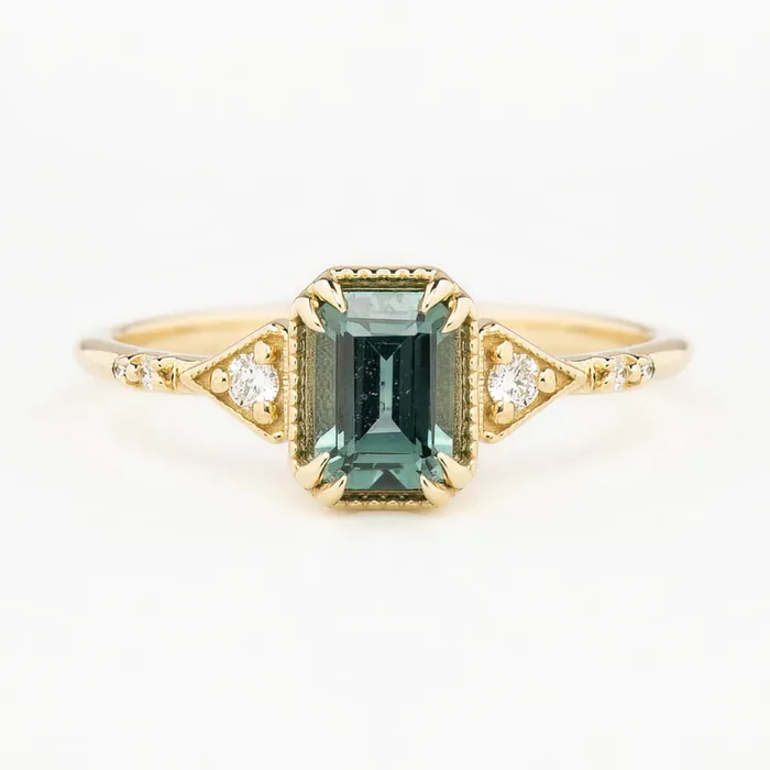Envero Jewelry Agatha Ring 121ct Blue Montana Emerald Cut Sapphire 14K Yellow Gold One of a kind Rings Envero Jewelry Agatha Ring 121ct Blue Montana Emerald Cut Sapphire 14K Yellow Gold One of a kind Rings
