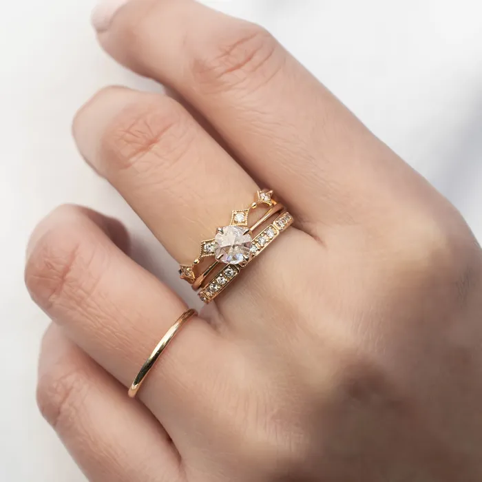 Envero Jewelry Alice Ring 049ct Round Rose Cut Diamond 14k Yellow Gold One of a kind Rings