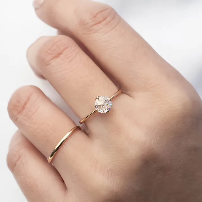 Envero Jewelry Alice Ring 049ct Round Rose Cut Diamond 14k Yellow Gold One of a kind Rings