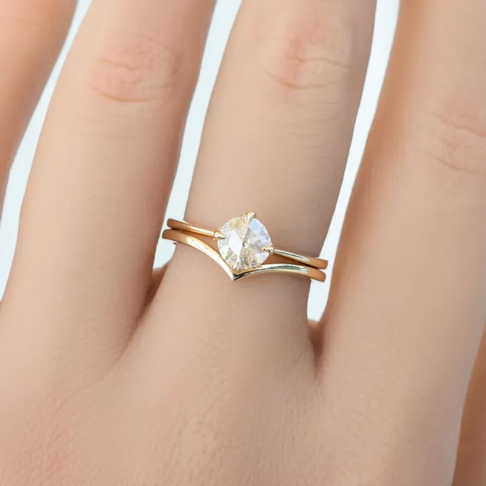 Envero Jewelry Alice Ring 049ct Round Rose Cut Diamond 14k Yellow Gold One of a kind Rings
