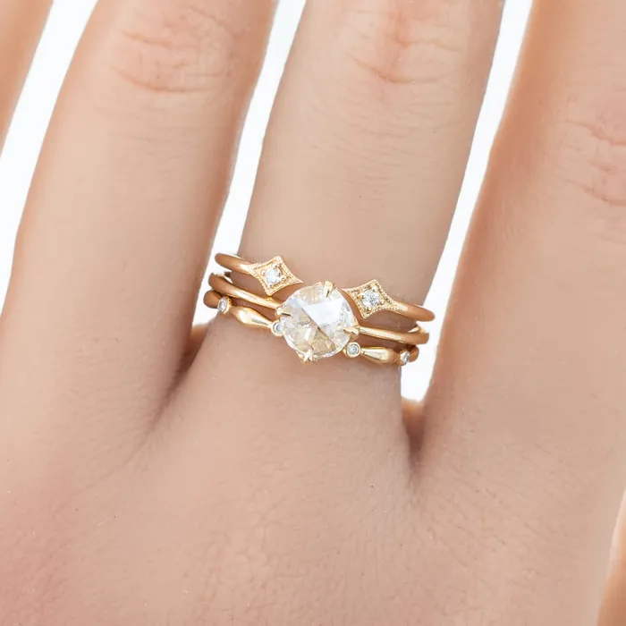 Envero Jewelry Alice Ring 049ct Round Rose Cut Diamond 14k Yellow Gold One of a kind Rings