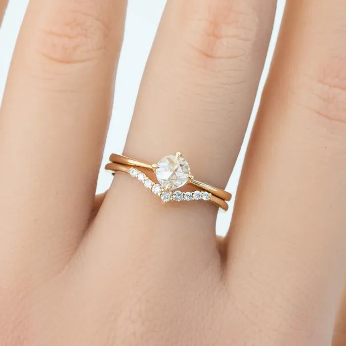 Envero Jewelry Alice Ring 049ct Round Rose Cut Diamond 14k Yellow Gold One of a kind Rings