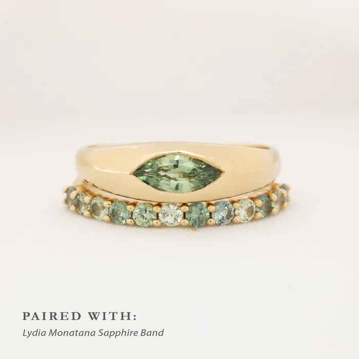 Envero Jewelry Dome Ring 061ct Light Green Madagascar Sapphire 14k Yellow Gold One of a kind Rings Envero Jewelry Dome Ring 061ct Light Green Madagascar Sapphire 14k Yellow Gold One of a kind Rings