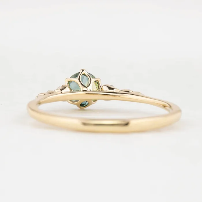 Envero Jewelry Estel Fleur Six Prongs Ring 5mm 055ct Blue Green Round Queensland Sapphire 14K Yellow Gold Rings Envero Jewelry Estel Fleur Six Prongs Ring 5mm 055ct Blue Green Round Queensland Sapphire 14K Yellow Gold Rings
