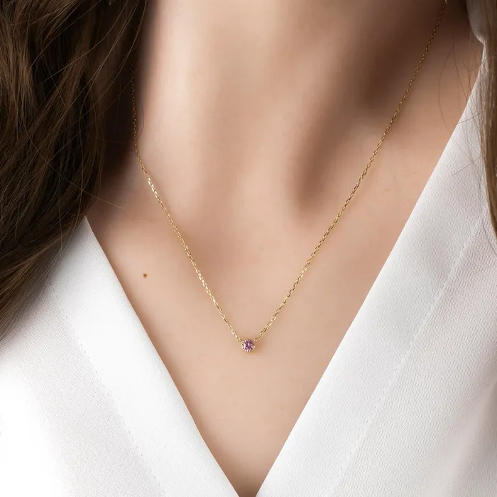 Envero Jewelry Necklaces Dahlia Pink Sapphire Solitaire Necklace