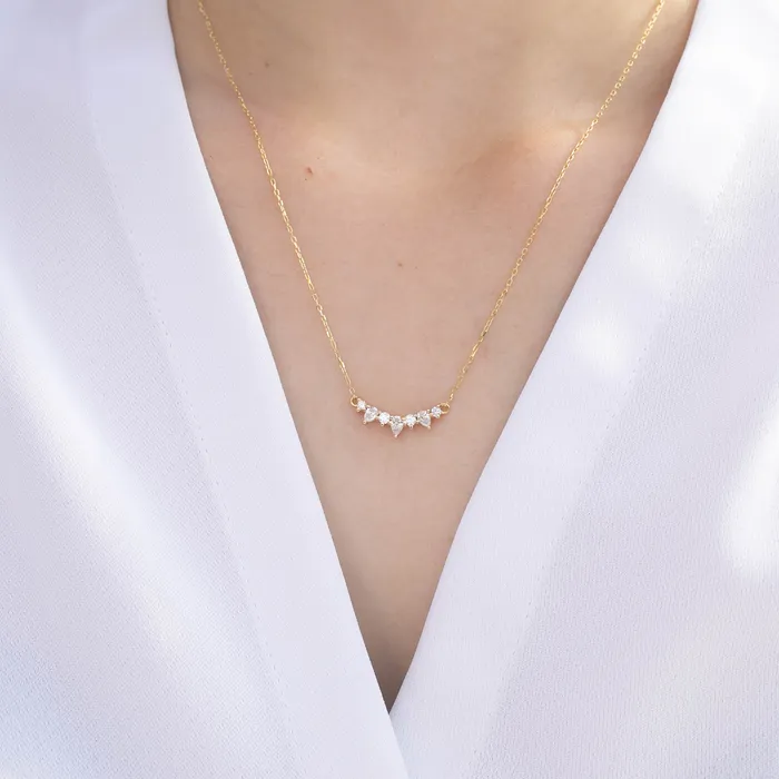Envero Jewelry Necklaces Gloria Curved Diamond Necklace 7 Stones Envero Jewelry Necklaces Gloria Curved Diamond Necklace 7 Stones