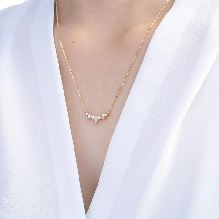 Envero Jewelry Necklaces Gloria Curved Diamond Necklace 7 Stones Envero Jewelry Necklaces Gloria Curved Diamond Necklace 7 Stones
