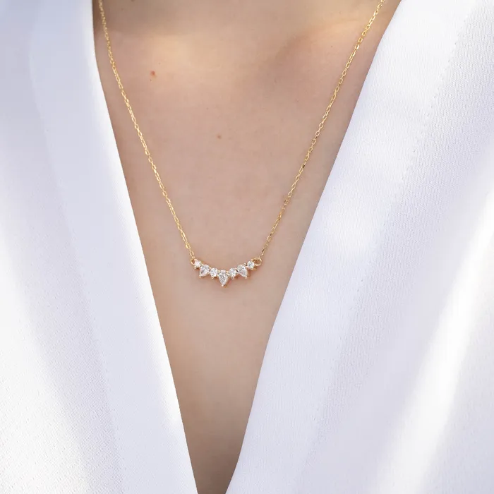 Envero Jewelry Necklaces Gloria Curved Diamond Necklace 7 Stones Envero Jewelry Necklaces Gloria Curved Diamond Necklace 7 Stones