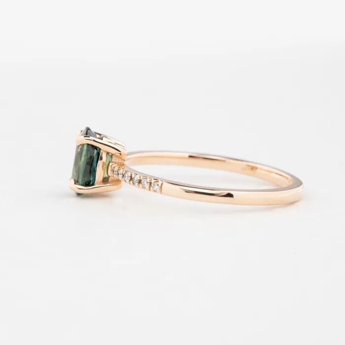 Envero Jewelry Rings Audrey Ring 11ct Deep Blue Green Queensland Sapphire 14k Rose Gold Envero Jewelry Rings Audrey Ring 11ct Deep Blue Green Queensland Sapphire 14k Rose Gold