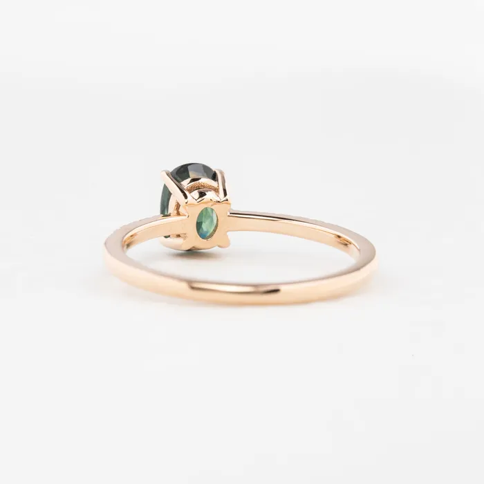 Envero Jewelry Rings Audrey Ring 11ct Deep Blue Green Queensland Sapphire 14k Rose Gold Envero Jewelry Rings Audrey Ring 11ct Deep Blue Green Queensland Sapphire 14k Rose Gold