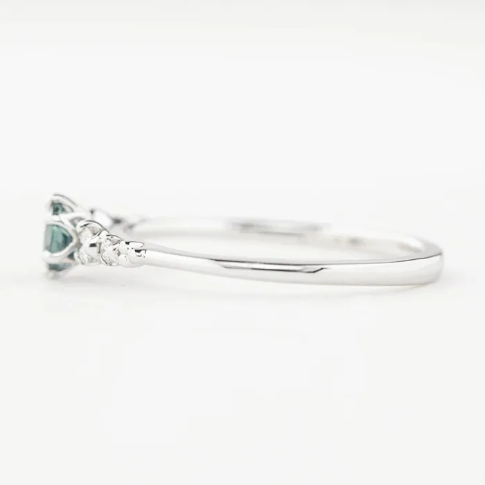 Envero Jewelry Rings Estel Fleur Six Prongs Ring 4mm 030ct Teal Blue Montana Sapphire 14K White Gold Envero Jewelry Rings Estel Fleur Six Prongs Ring 4mm 030ct Teal Blue Montana Sapphire 14K White Gold