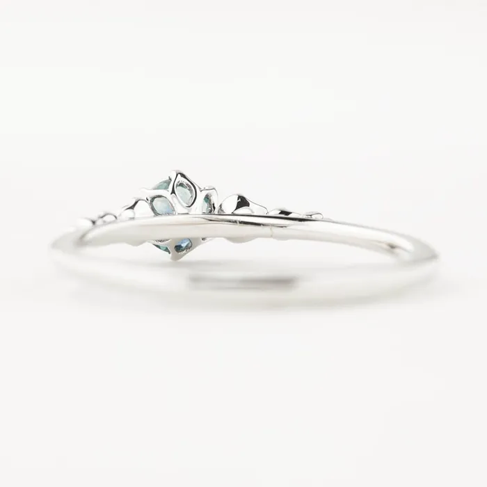 Envero Jewelry Rings Estel Fleur Six Prongs Ring 4mm 030ct Teal Blue Montana Sapphire 14K White Gold Envero Jewelry Rings Estel Fleur Six Prongs Ring 4mm 030ct Teal Blue Montana Sapphire 14K White Gold