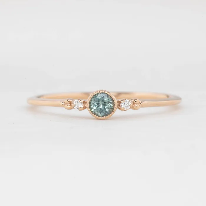Envero Jewelry Rings Estel Ring 020ct Light Blue Montana Sapphire 14k Rose Gold