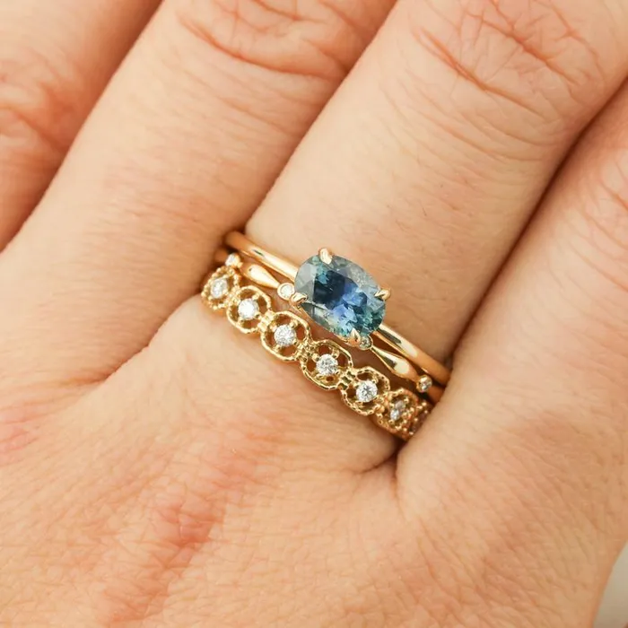 Envero Jewelry Rings Sara Ring 100ct Parti Blue Green Montana Sapphire One of a kind