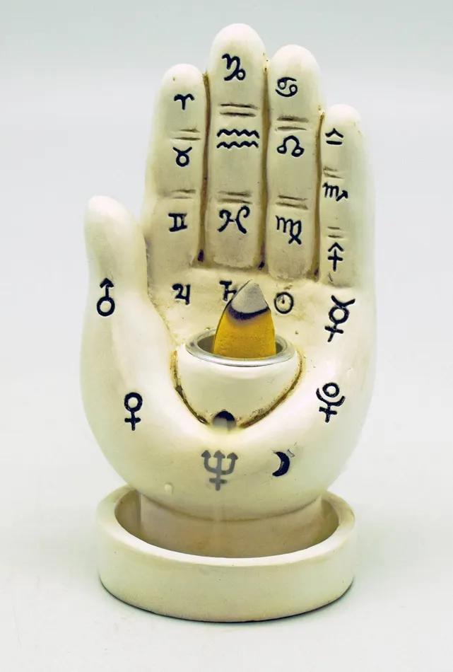 Fantasy Gifts Earrings Palmistry Hand Back Flow Incense Burner