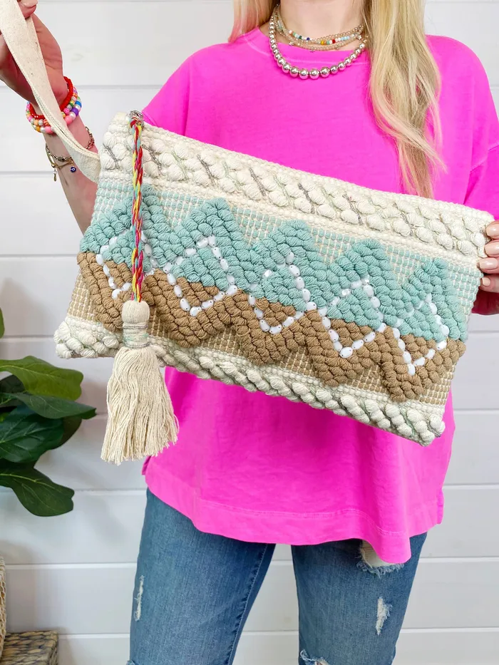 Folklore Couture Earrings Ayla Tapestry Wristlet Bag