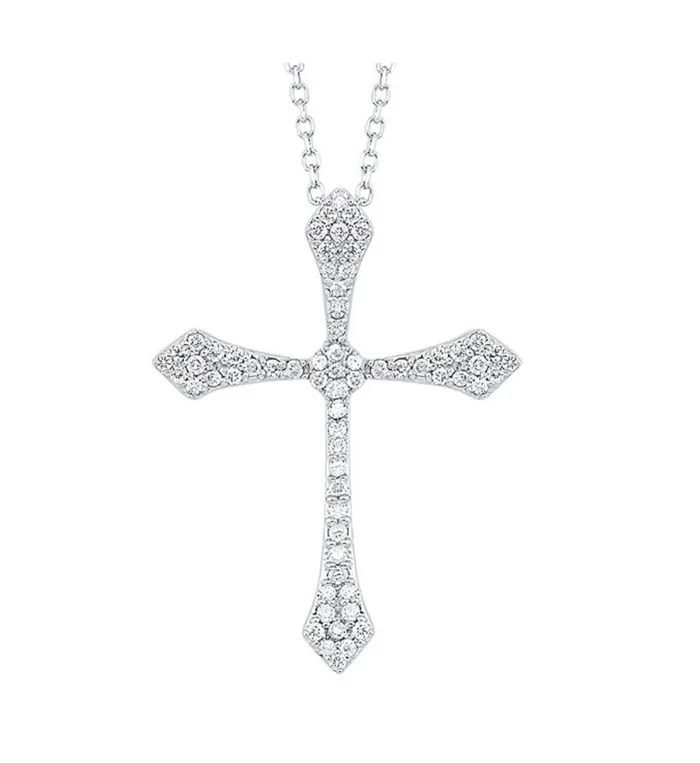 GemsOne Necklaces 14 K White Gold Cross PenChain 14Ctw Diamond PD308754WD 