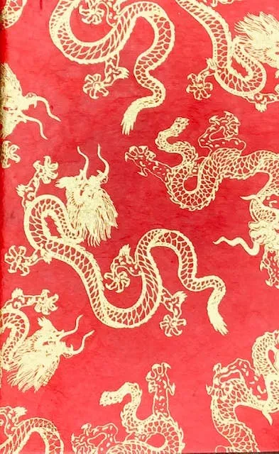 Giftsland 5x8 Dragon gold on red Earrings