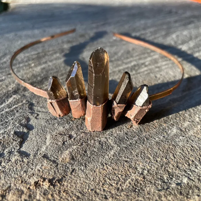 Hawkhouse Earrings Raw Smoky Quartz Tiara