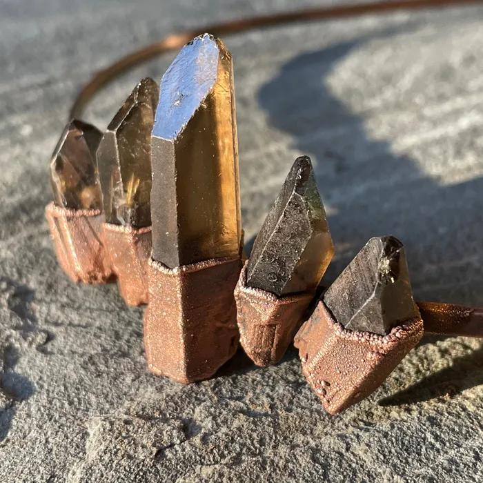 Hawkhouse Earrings Raw Smoky Quartz Tiara
