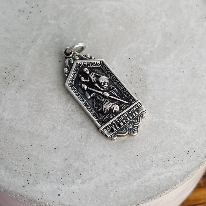 HeidiJHale Designs Charm Necklaces Sterling Silver Saint Christopher Charm Protects Travelers