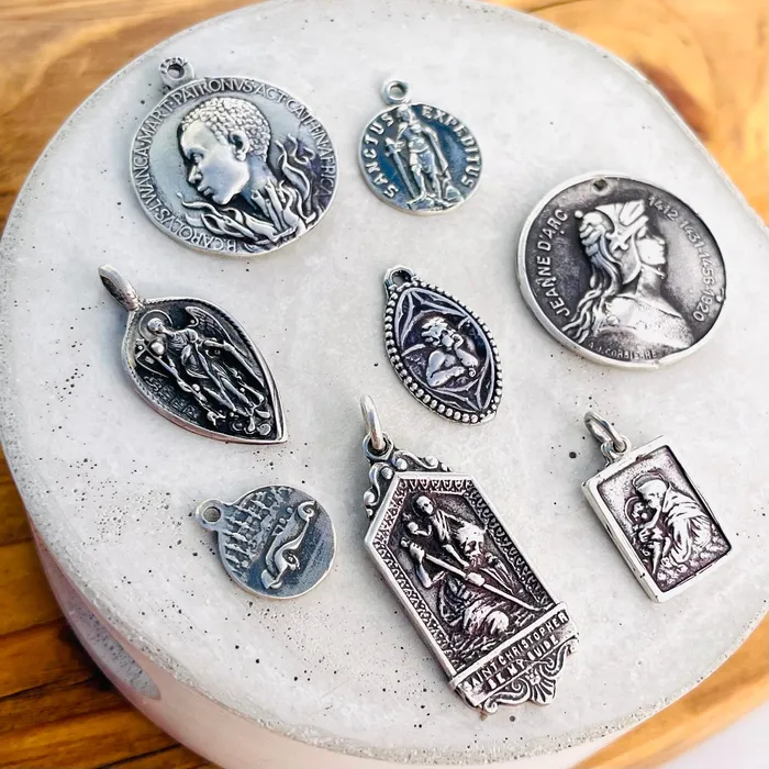 HeidiJHale Designs Charm Necklaces Sterling Silver Saint Christopher Charm Protects Travelers