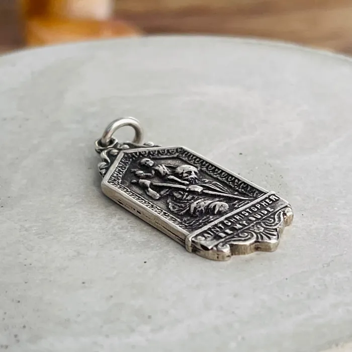 HeidiJHale Designs Charm Necklaces Sterling Silver Saint Christopher Charm Protects Travelers