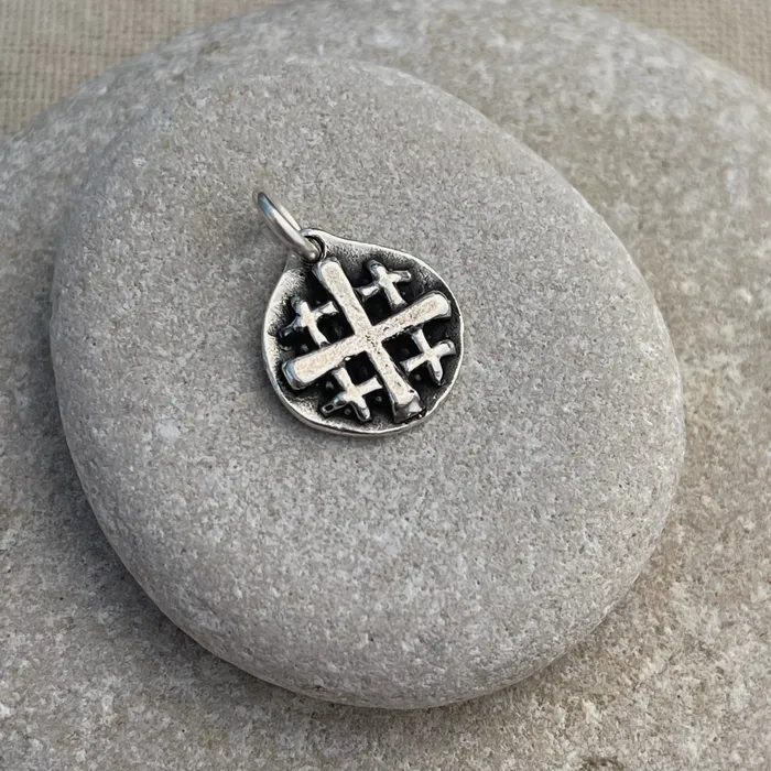 HeidiJHale Designs Charm Necklaces Tiny Jerusalem Cross Charm