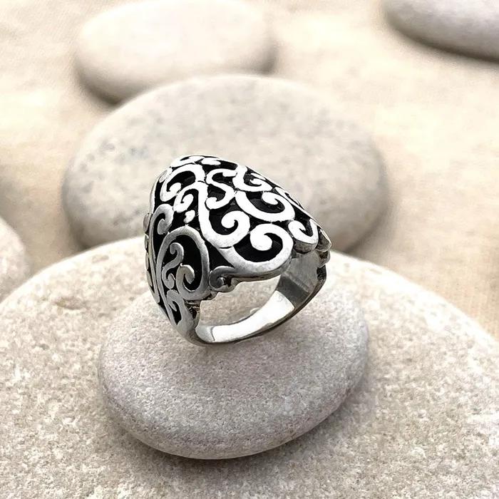 HeidiJHale Designs Rings Sterling Silver Scroll Ring