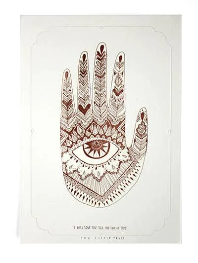 I Will Love You Henna Hand Art Print THE LITTLE PRESS Necklaces