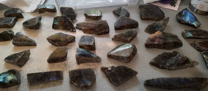 Jensen Rocks Earrings Labradorite Raw Slabs