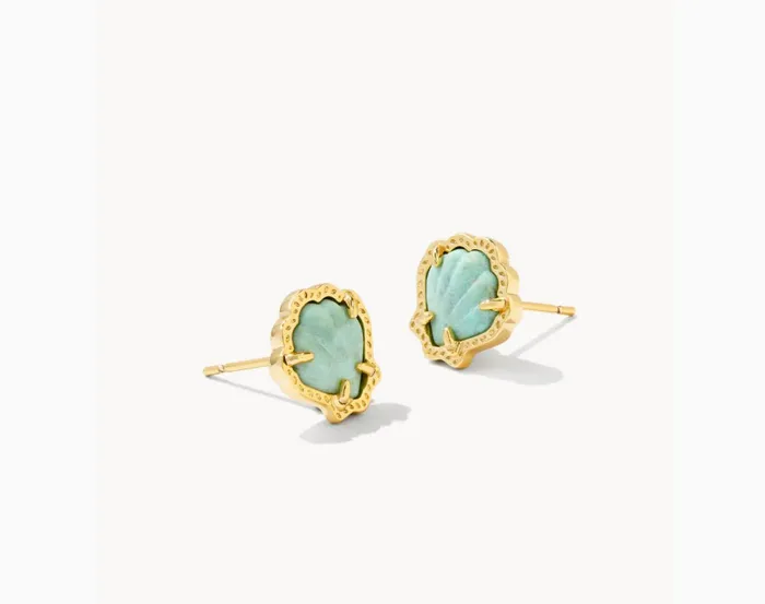 Kendra ScottBrynne Gold Shell Stud Earrings in Sea Green Chrysocolla 9608863027 Kendra Scott Earrings