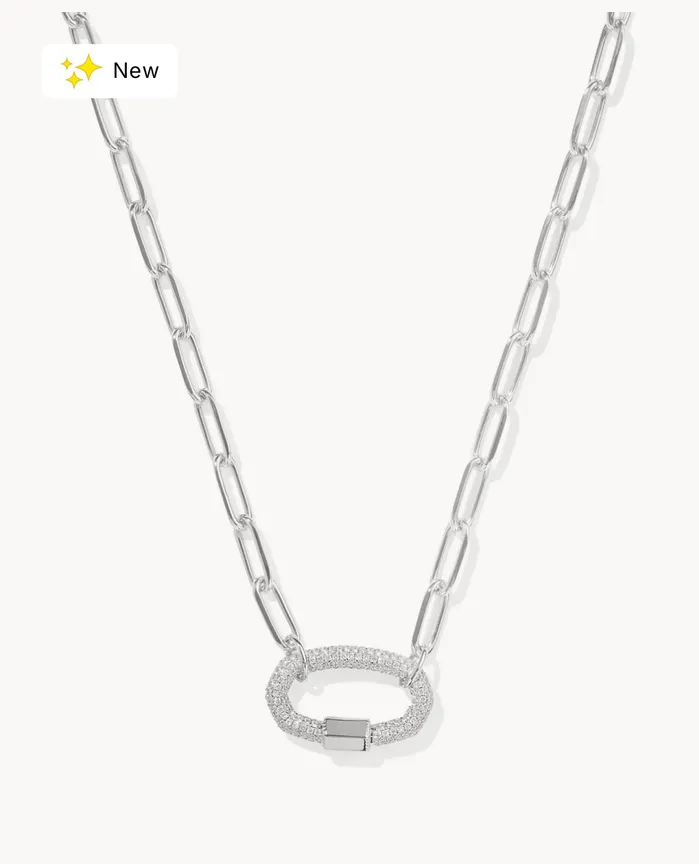 KENDRA SCOTT Emery Silver Link and Chain Necklace in White Crystal 9608870530 KENDRA SCOTT Necklaces KENDRA SCOTT Emery Silver Link and Chain Necklace in White Crystal 9608870530 KENDRA SCOTT Necklaces