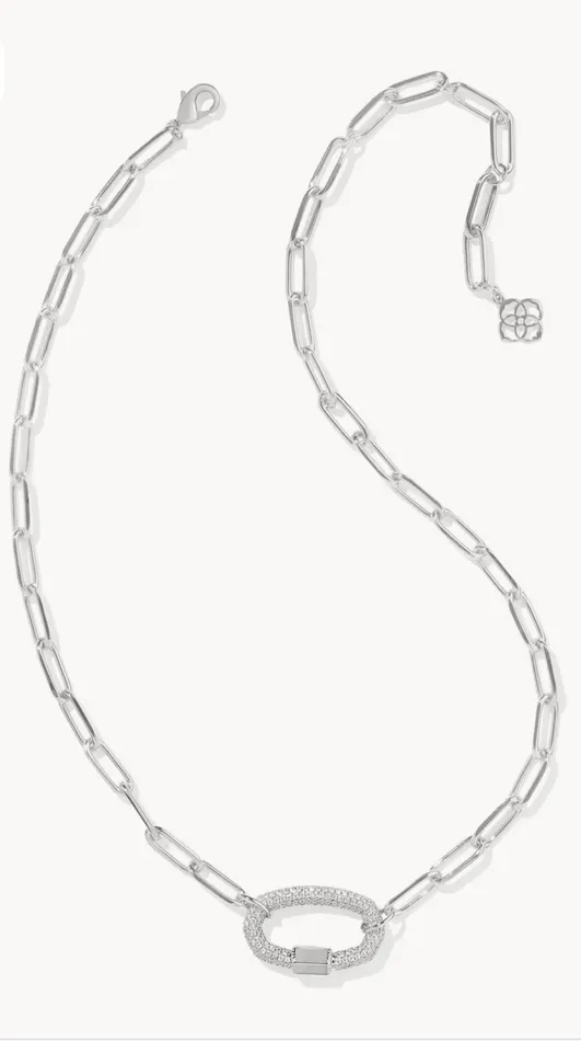 KENDRA SCOTT Emery Silver Link and Chain Necklace in White Crystal 9608870530 KENDRA SCOTT Necklaces